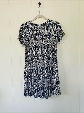 Teenflo Navy and White Patterned Midi Dress